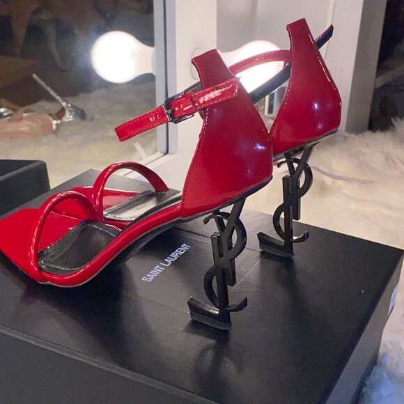 Saint Laurent Opyum YSL High Heel Sandals Red US7.5 E38+ - Picture 9 of 14